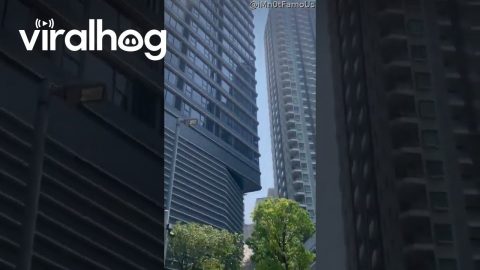 Rooftop Pool Overflows During Bangkok Earthquake || ViralHog
