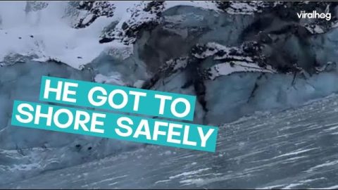 Glacier Breaks Onto Frozen Lake || ViralHog
