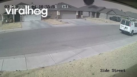 Strong Winds Send Trampoline Flying Over House || ViralHog