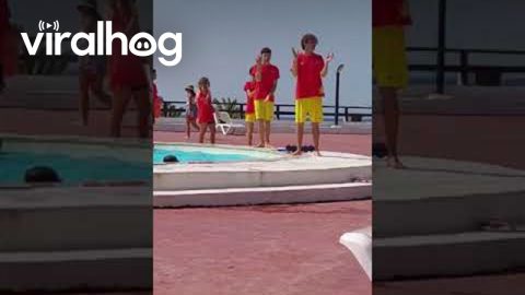 Dancing Poolside Staff Slips || ViralHog