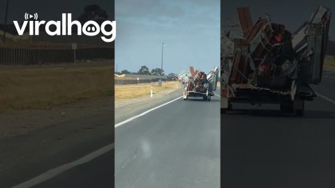 Suspiciously Swaying Load Of Towed Garbage || ViralHog