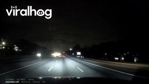 Dashcam Captures Lightning Strike Directly in Front of Vehicle || ViralHog