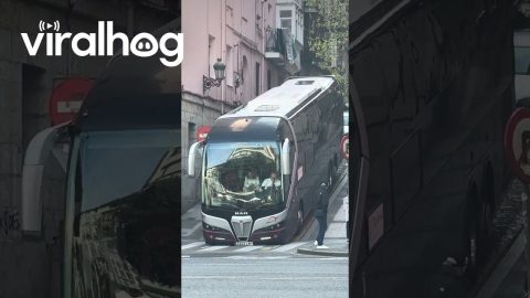Bus Gets Stuck Going Down Steep Hill || ViralHog