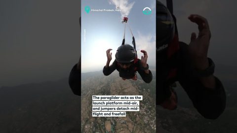 Base Jump From Paraglider || ViralHog