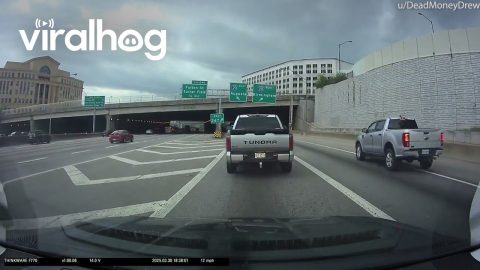 Driver Cuts Into Exit Right in Front of Police Vehicle || ViralHog