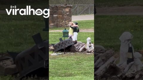 Girl Refuses to Leave Lawn Ornament as Tornado Approaches || ViralHog
