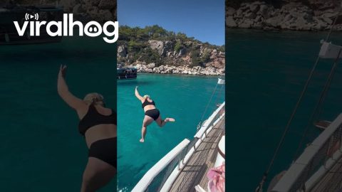 Boat Railing Breaks Under Diver || ViralHog