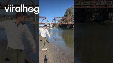 Rock Skips Satisfyingly Across River || ViralHog