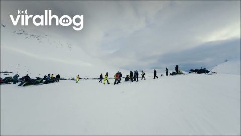 Competitor Crashes At Snowmachine Hill Climb || ViralHog