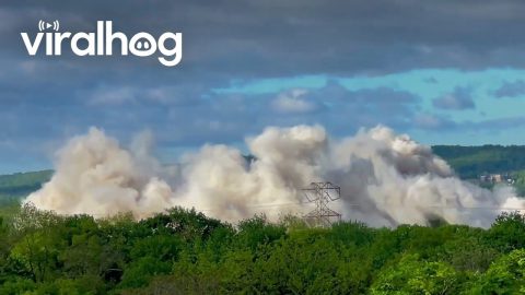 Demolition Of Iconic Crossroads Hotel Though Controlled Implosion || ViralHog