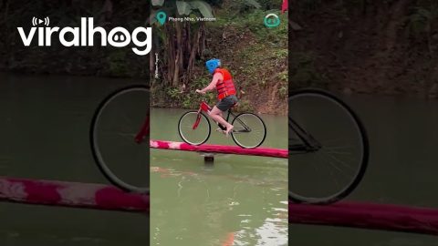 Daring Bike Bridge Crossing || ViralHog