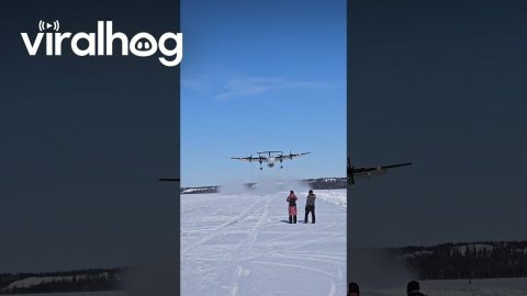 Plane Takeoff on Icy Runway || ViralHog