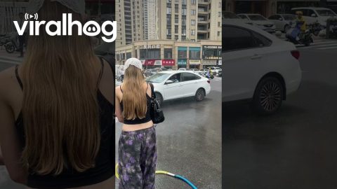 Girl Accidently Sprays Driver With Hose || ViralHog