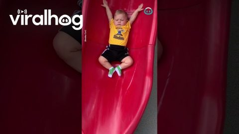 Baby Slips Comically Slowly || ViralHog