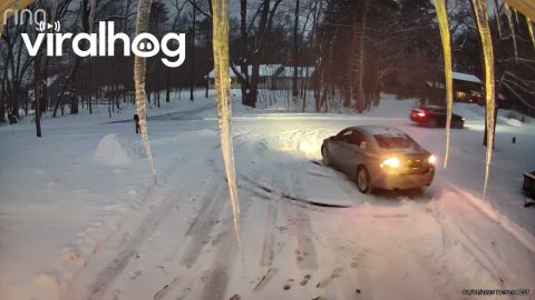 Volvo Stylishly Swerves Into Driveway || ViralHog