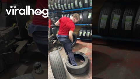 New Guy Puts Shoes in Sticky Tires || ViralHog