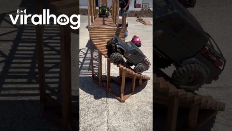 RC Car Climbs Up Spiral Staircase || ViralHog