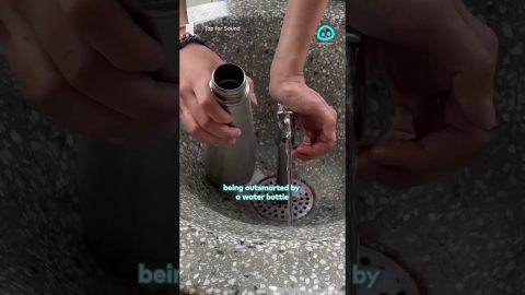 Physics Student Struggles to Fill Water Bottle || ViralHog Shorts