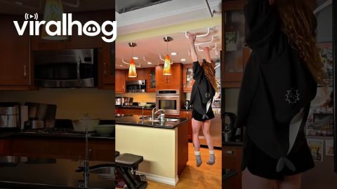 Cooking Dinner While Hanging From Monkey Bars || ViralHog
