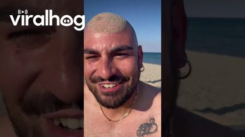 Bald Guy Gets New Hairstyle From Sandy Beach || ViralHog