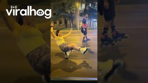 Roller Skating Downhill on One Wheel || ViralHog