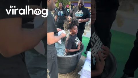 Baptism Washes Away Woman's Wig || ViralHog
