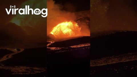 Slow Motion Lava Rainbow From Kilauea Volcano || ViralHog