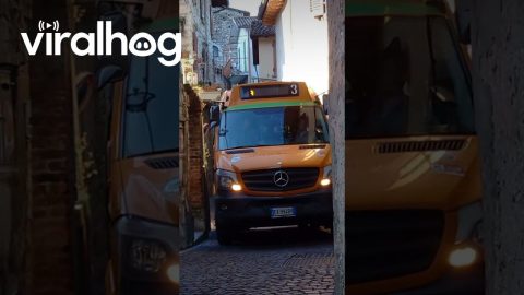 Bus Passes in a Narrow Alley || ViralHog
