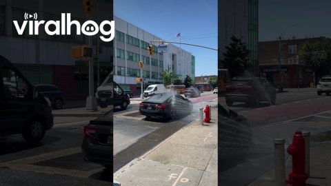 Malfunctioning Fire Hydrant Used As Free Car Wash || ViralHog