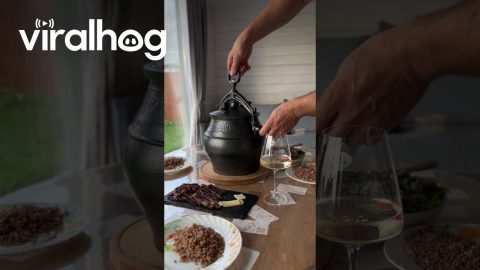 Pressurized Gravy Sprays Over Dinner || ViralHog