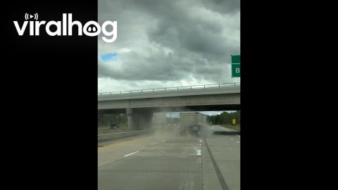 Trucker Saves Trailer's Wiggling Tail End || ViralHog