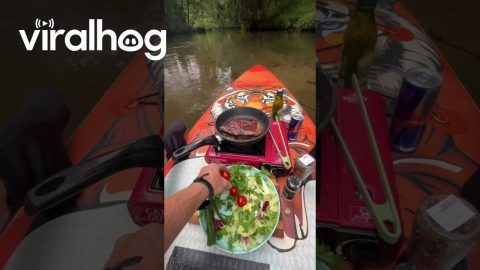 Grilling Steak on a Paddle Board || ViralHog
