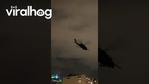 Black Hawk Helicopters Fly Over Philadelphia || ViralHog