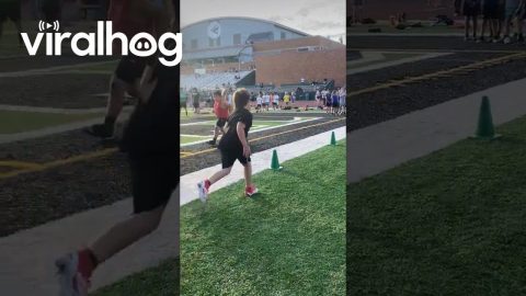 Young Athlete Goes 110% in Football Drill || ViralHog
