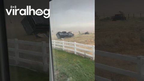 Camper Rolls Away in Southern Idaho Wind || ViralHog