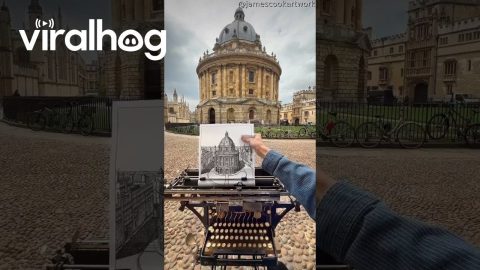 Oxford’s Iconic Radcliffe Camera Typewriter Drawing || ViralHog