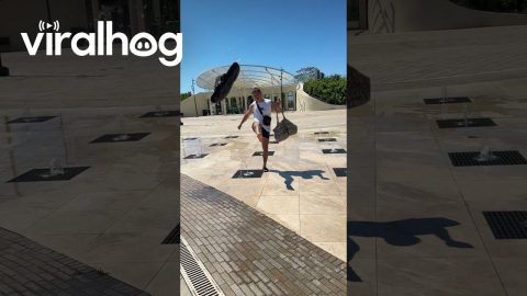 Water Splashing Launches Slipper || ViralHog