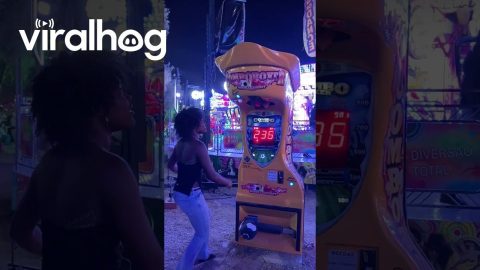 Diva Nearly Maxes Out Arcade Punch Game || ViralHog