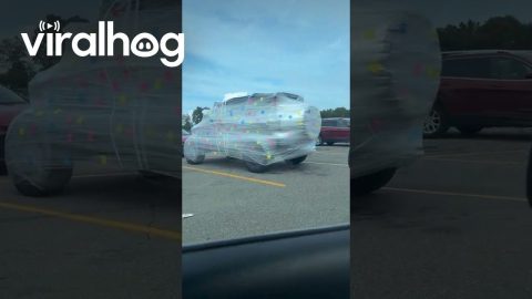 Parked Car Covered In Shipping Wrap || ViralHog