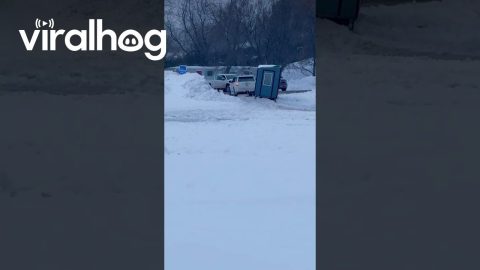 Ice Fishing Shack Breaks Loose || ViralHog