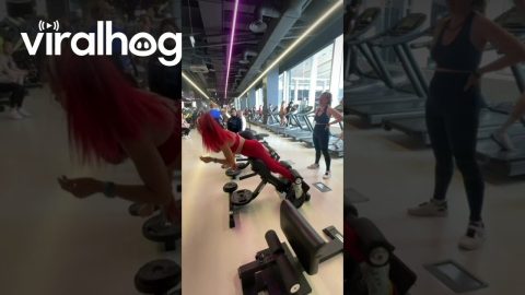 Guy Steps Backwards Onto Woman's Hair At Gym || ViralHog