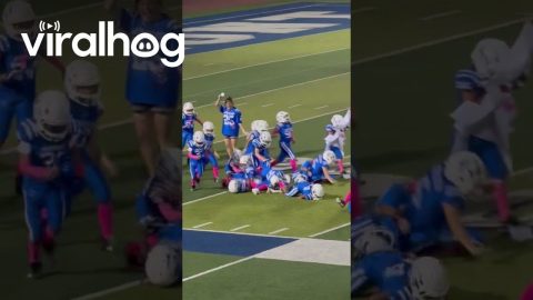 Youth Football Team Fumbles Banner Run || ViralHog