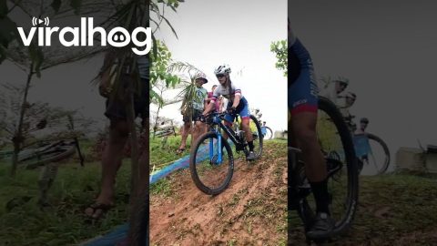 Muddy Slope Claims Mountain Biker || ViralHog