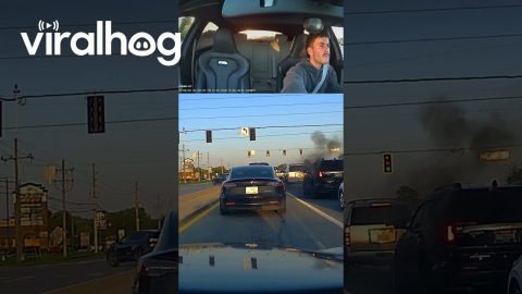 Rolling Coal Next to Cop Car || ViralHog