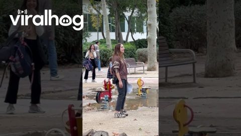 Happy Kid Escapes Mom in Big Puddle || ViralHog