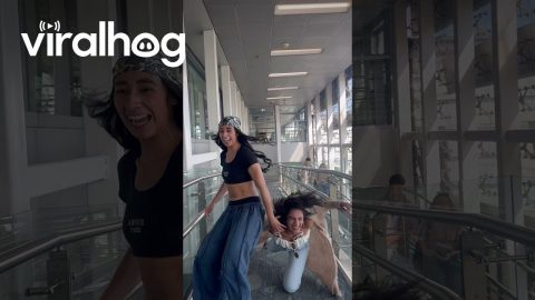 Woman Nearly Gets Pantsed As Friend Trips || ViralHog