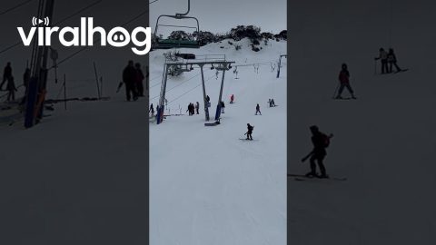 Snowboarder Smooths Out T-Bar Ski Lift Ruts || ViralHog