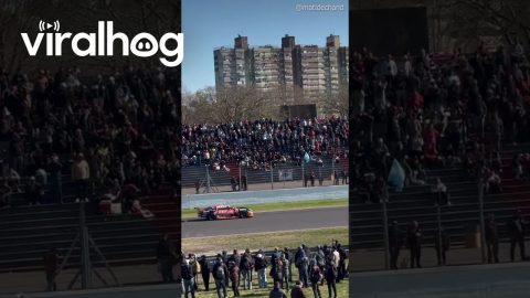 Spectator Brings His Own Ladder To Car Racing Event || ViralHog