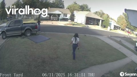Driver Takes Out Parked Truck And Mailbox Without Slowing Down || ViralHog