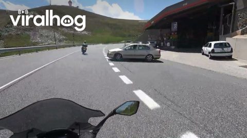 Illegal Turn Almost Causes Collision With Biker || ViralHog